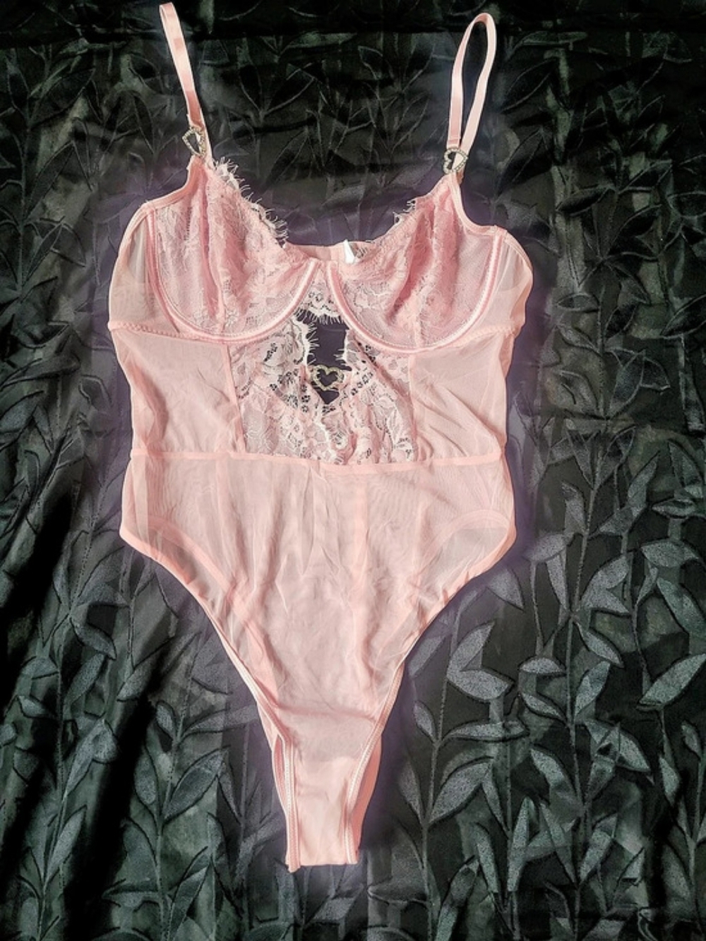 Pink Lace Bodysuit Size Large Like New